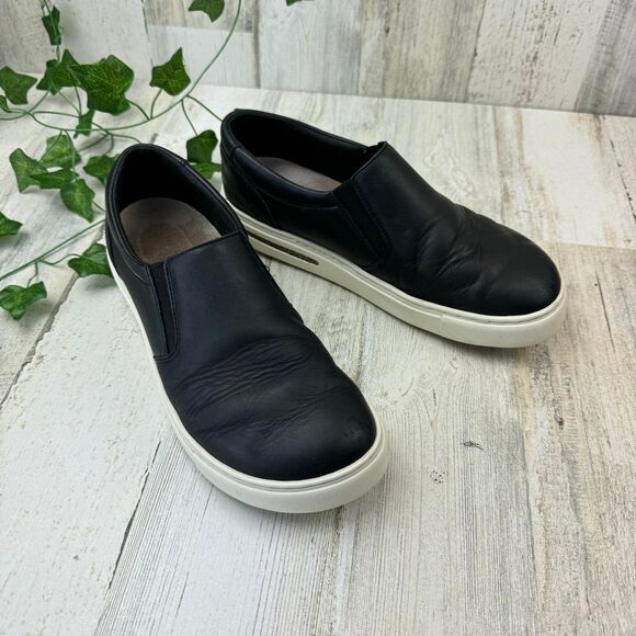 Birkenstock Oswego black leather slide-ons size 38 narrow - Picture 1 of 10